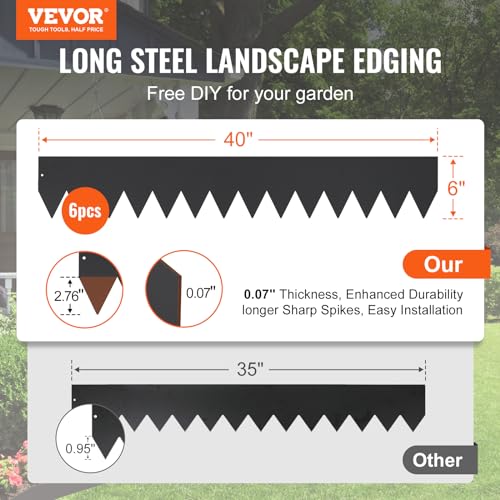 Vevor STEEL LANDSCAPE EDGING 6INCH*20FT Steel Landscape Edging, 6-Pack Steel Garden Edging Borders thumb #1