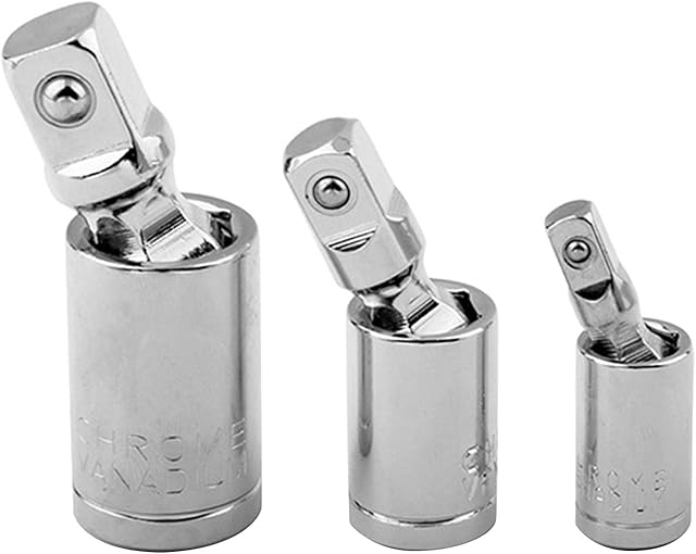 Impact Universal Joint Socket Sets 1/4 Inch, 3/8 Inch, 1/2 Inch Swivel Extension Drive U-Joints for Socket Adapter, Bar Extension,360 Degree Rotation Impact Wrench Accessories(Silver)
