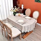 Monibana Plaid Farmhouse Coffee Oval Tablecloth Cotton Linen Heavy Weight Checkered Table Covers...