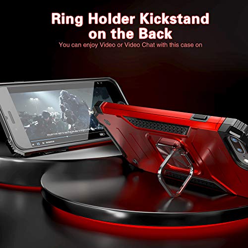Idystar Iphone 8 Plus Case With Screen Protector,Shock Absorption Drop Test Cover With Car Mount Kickstand Lightweight Protective Phone Case For Iphone 8 Plus Iphone 7 Plus Iphone 6S Plus, Red #TOP3
