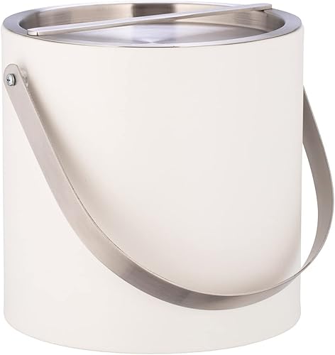 Miniatura 2 de Kraftware Mango de arco cromado cepillado de 3 cuartos y cubierta de puente Cubo de hielo Sydney blanco de 3 cuartos de galón, pequeño