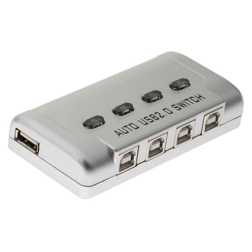 Qianly Conmutador/concentrador USB 2.0 de 4 Puertos con Función de Compartición Automática para Impresoras Y Escáneres.