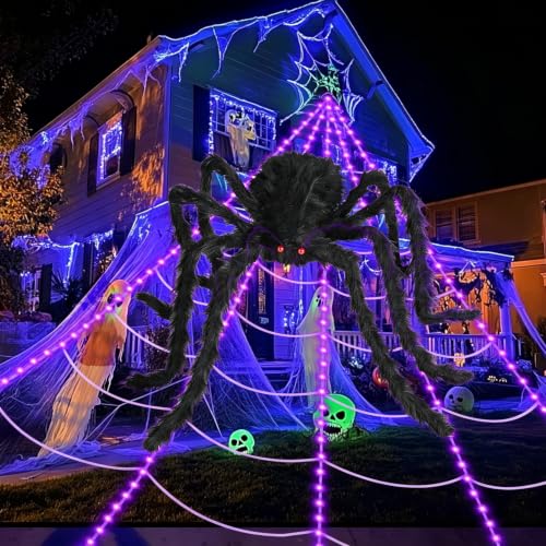 Amazon – 16.4' Light-Up Halloween Spider Web w/ 48" Spider - image 1