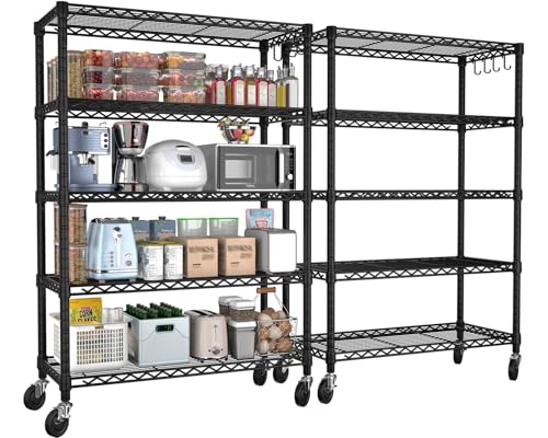 PrimeZone 74''H Wire Shelving 1250lbs 5 Tier Storage Shelves with