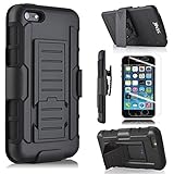 iPhone 4 Case, iPhone 4S Case, Starshop [Heavy Duty] Dual Layers Kickstand Case With [Premium Screen Protector Included] and Locking Belt Clip (Black)