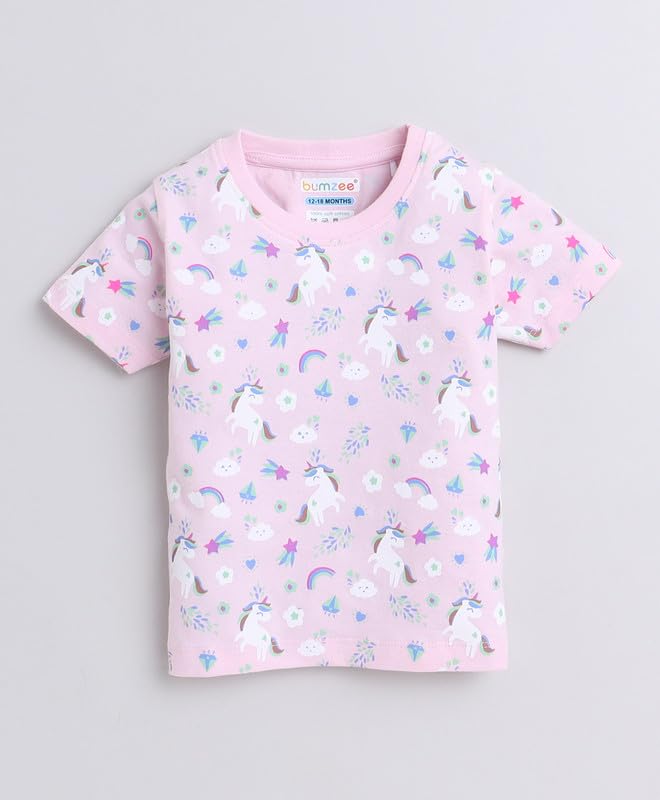 BUMZEE Peb9207 - Pack de 2 camisetas de algodón para niña, corte regular, media manga, para niña