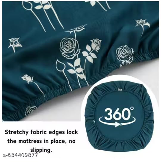 Image of Warm Flannel (Flano) King Size 330 TC Winter Fitted Bedsheet | All Side Elastic Premium Winter Soft Velvet Furnishing Bed Sheet with 2 Big Pillow Cover Size - 72 x 78 X 8 Inches Dark Green