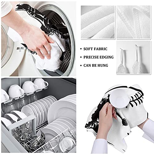 Zfuncing Kitchen Towels Dish Cloth 4 Pack Baseball Catcher Athlete Soft Absorbent Dish Towel Reusable Cleaning Cloths Tea Bar Hand Towels Black And White Sport Player Art Drying Dishcloth For Dishes #TOP4
