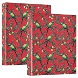 Lot de 2 classeurs à 3 anneaux de 3,8 cm, aras rouges et aras rouges avec porte-bloc et couverture rigide