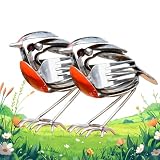 uphrgmd HopeWings, Robin Scrap Metal Art Sculpture, Metal Art Sculpture - Handcrafted Bird Statue, Unique Home Decor for Garden, Patio, or Office Desk, Decorative Steel Craft (2pcs)