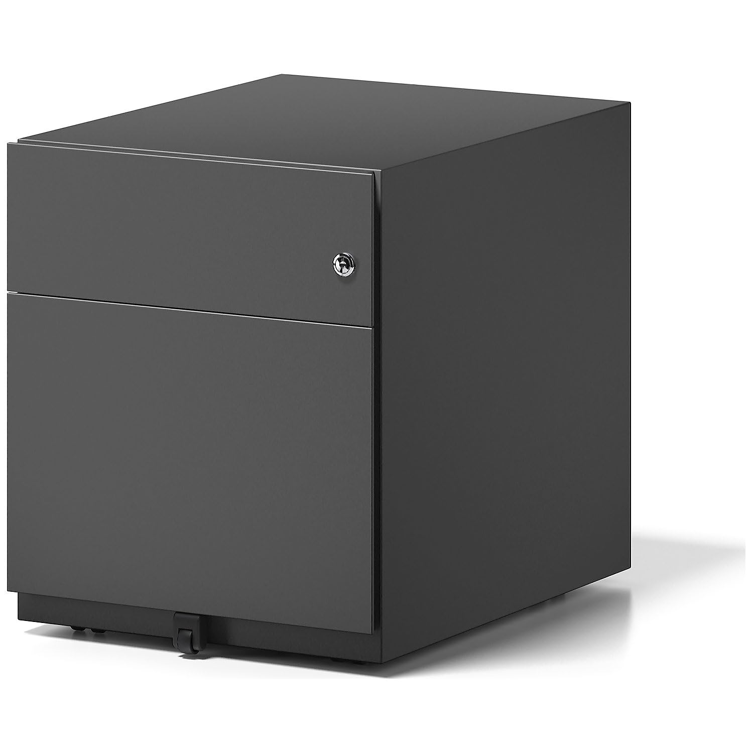 BISLEY Rollcontainer Note mit Griffleiste, 1 Universalschublade, 1 HR-Schublade, Metall, 633 Schwarz, 56.5 x 42 x 49.5 cm