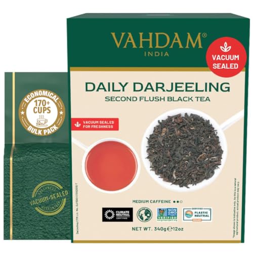 Image of VAHDAM, Darjeeling Tea Leaves From Himalayas 340g (170+ Cups) Pure Unblended Darjeeling Black Loose Leaf Tea | Packed & Shipped Direct From Source In India