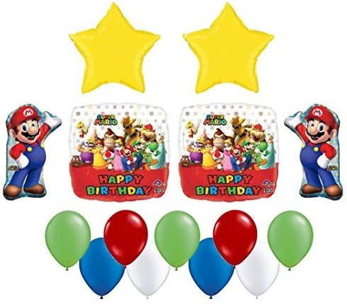 Super Mario Bros Mega Birthday Foil and Latex Balloons Bouquet (15 Pcs) by Birthday Supplies