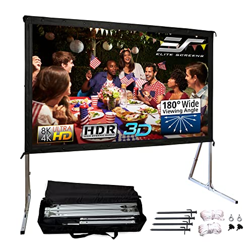 Elite Screens Yard Master 2, 75-inch Outdoor Projector Screen with Stand 16:9, 8K 4K Ultra HD 3D Fast Folding Portable Movie Theater Indoor Foldable Snap On 75” Front Projection | OMS75H2 by Elite Screens - Image 4