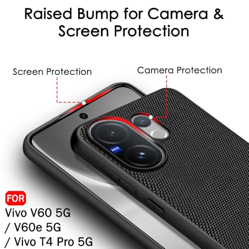 Image of TheGiftKart Back Cover Case for Vivo V60 5G / V60e 5G / Vivo T4 Pro 5G | Slim & Lightweight | Ultra-Premium Design | Camera Protection Bump | Fabric Texture Case Cover (PC & TPU, Black)