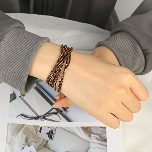 Kelitch Colorful Tassel Miyuki Hand Bracelets Handmade Rope Wrap Bracelets Fashion Women Bracelets Adjustable Style (Coffee E) #TOP3