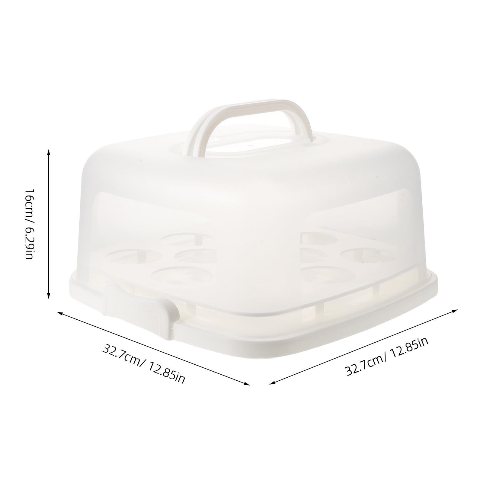 Portatorta con Manico 10 Pollici Bianco in Plastica | Inserto 10 Cupcake Incluso, Coperchio Ermetico, Visibilità Trasparente, per Dessert e Compleanni