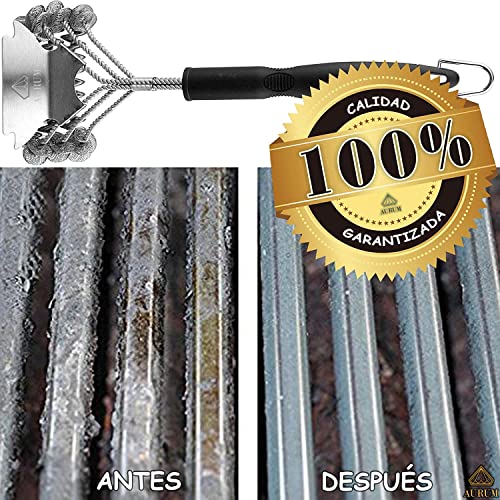 Aurum-Cepillo-Barbacoa-Parrilla-Barbacoa-Limpia-Hornos-Accesorios-Barbacoa-Rejilla-Barbacoa-Limpia-Barbacoa-Limpieza-Barbacoa-Limpiador-Barbacoa-Barbacoa-Accesorios-Cepillo-de-Alambre-BBQ