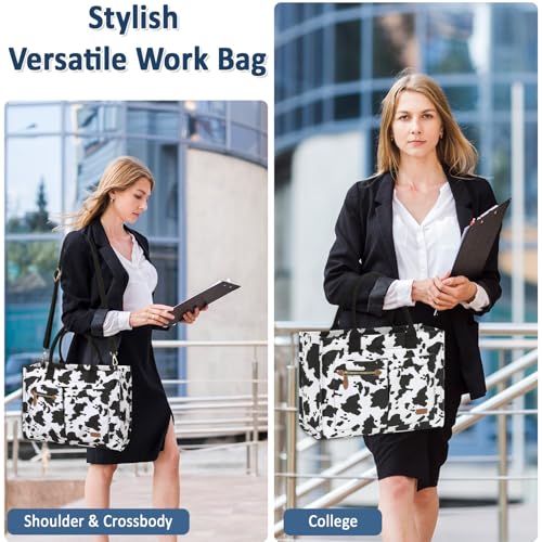 Canvas Tote Bag for Women, Large Work Tote Bags with Compartments, Zipper Crossbody Handbag for Teacher, College3