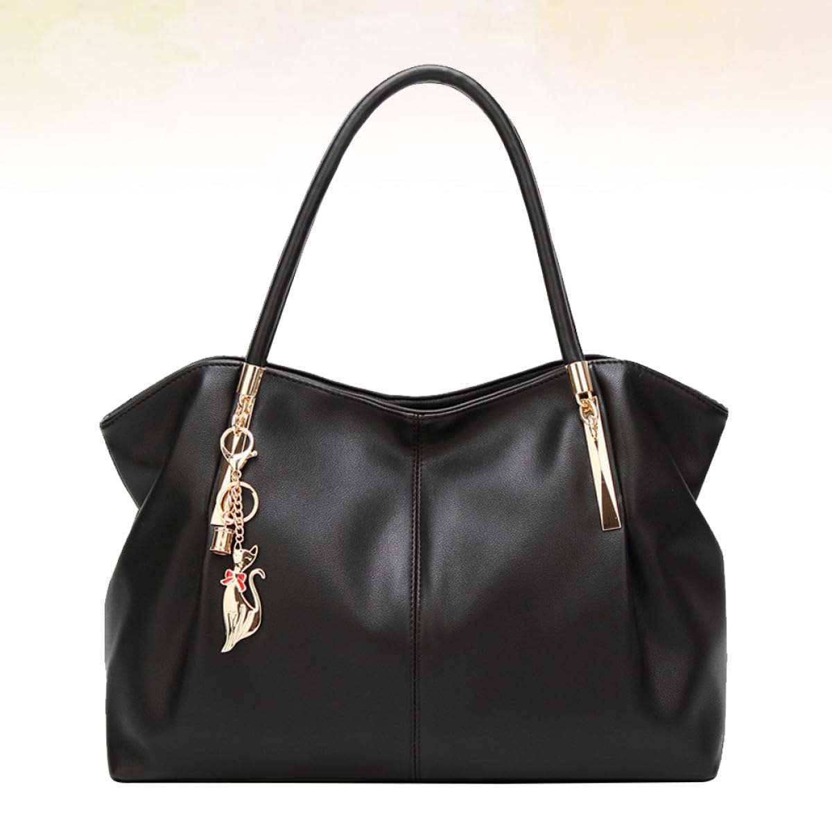 Bolso de Hombro Diseño Sencillo y Moderno de Pu Negro para Mujer Gran Capacidad, Adecuado para Uso Outdoor y Playa