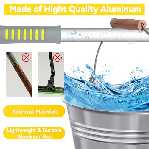 JEHONN Fensterreiniger mit Abzieher, 163 cm Langem Stiel Fensterputzer Set, Professioneller Fensterwischer, Window Cleaner mit Mikrofasertuch und Chenille Pad für Glaswand Auto Haus Küche