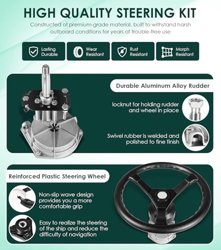 image for Yoursme Boats Steering System, 15 Feet Cable Outboard Steering Kit wit