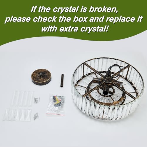 Image of Piepooye 4 Lights Modern Crystal Chandelier Oil Rubbed Bronze Round Semi Flush Mount Ceiling Light Fixture Farmhouse Chandelier for Dinning Room Living Room Bedroom Hallway Entryway Kitchen
