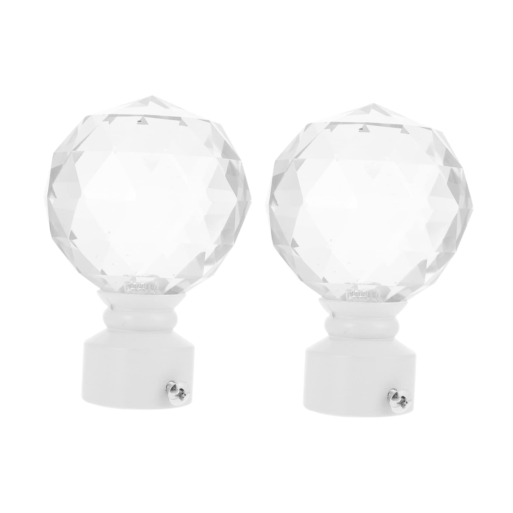 Veemoon Embout de Tringle à Rideaux en Fer et Cristal 2 Pièces | Décoration de Fenêtre, Blanc, Design Élégant et Moderne, pour Salle à Manger et Salon