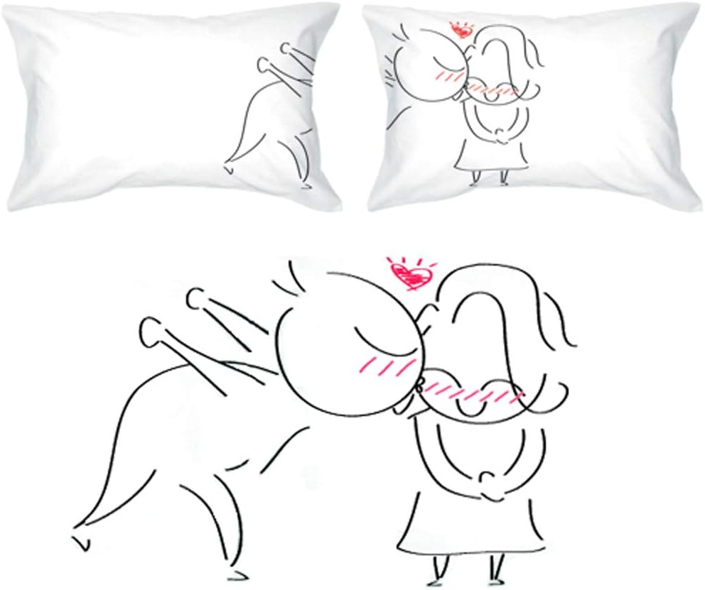 BOLDLOFT A Big Kiss Couple Pillowcases His and Hers Gifts