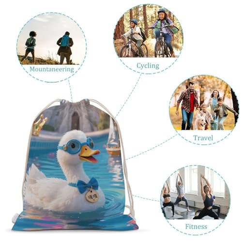 Goose Pool Grace Drawstring Backpack - Canvas Sports Gym Sackpack, Lightweight String Bag for Beach & Travel3
