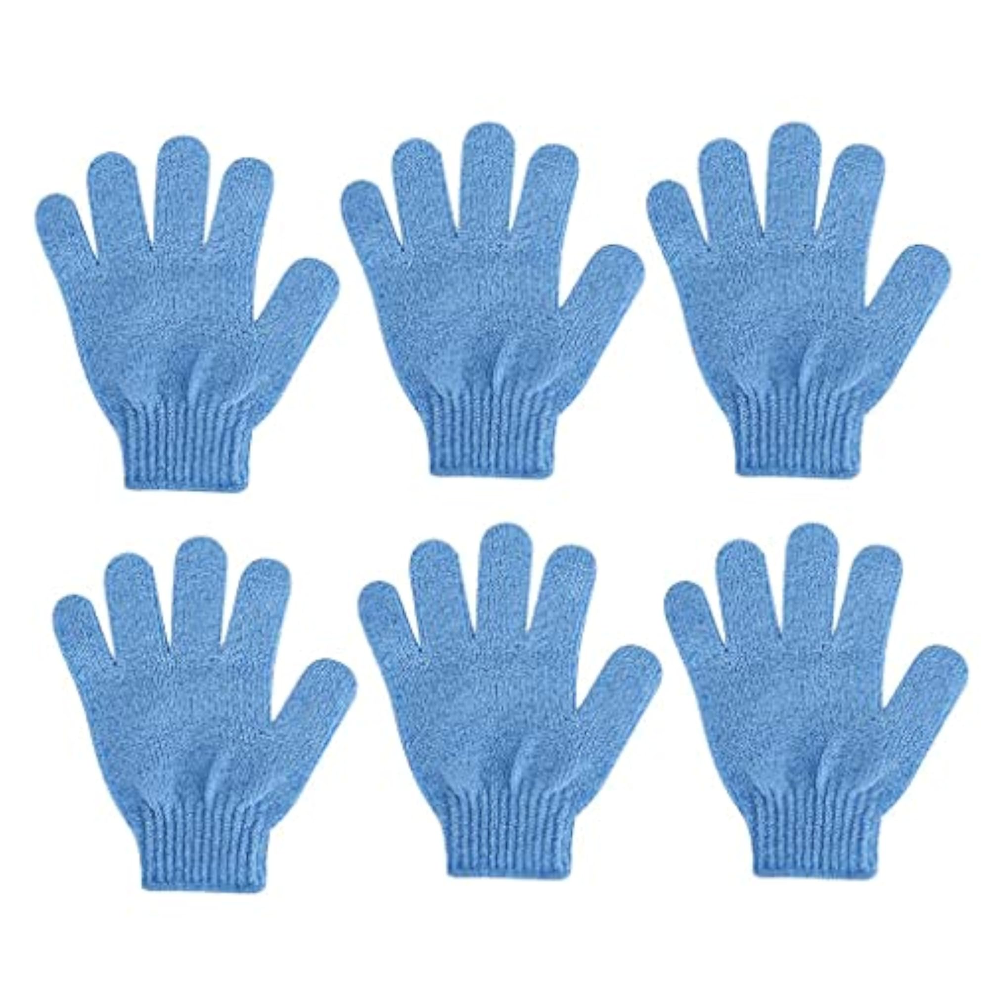 6 Pieces Exfoliating Body Scrub Shower Gloves Bath Massage SPA Mitts Blue