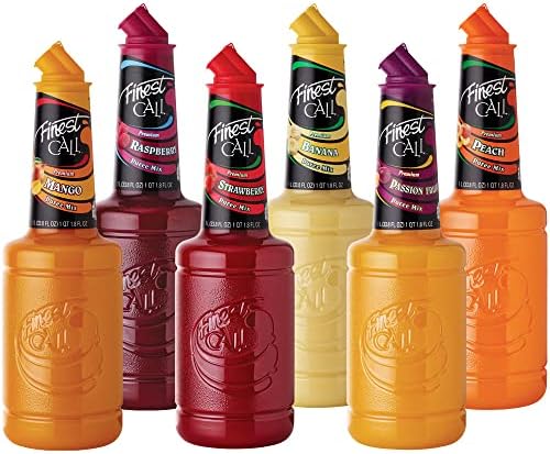 Finest Call Premium Fruit Puree Drink Mix, 1 Liter Bottles (33.8 Fl Oz), Variety Pack of 6