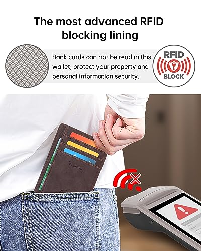 Image of Teskyer Slim Minimalist Wallet for Men, RFID Front Pocket Card Holder | Ultra Slim Front Pocket Design, 8 Card Slots, RFID Protection, Smooth Faux Leather for Everyday Carry