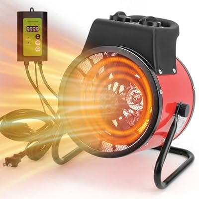 Greenhouse Heater with Thermostat - Fast Heating, Grow Tent Heater, Greenhouse Fan, Portable Outdoor Heater for Green House, Grow Tent, Flower Room, Overheat Protection (Red)