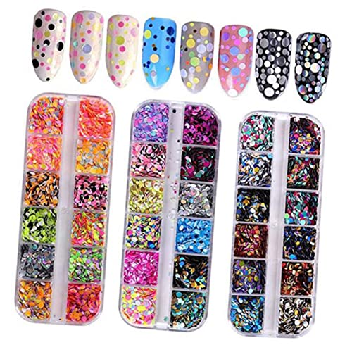minkissy Small Circle Glitter Nails Nail Art Charms Paillettes for DIY Decorations