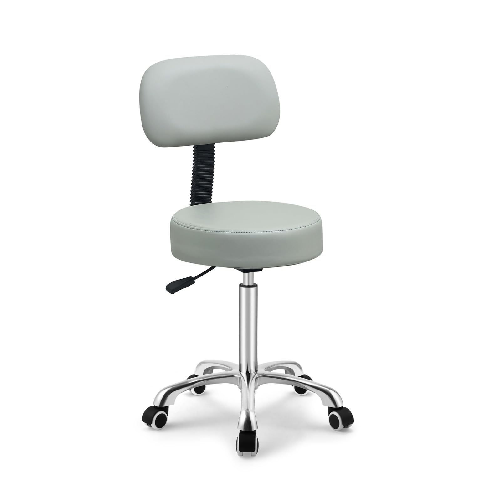 Kaleurrier Rolling Swivel Adjustable Heavy Duty Drafting Stool Chair for Salon,Medical,Office and Home uses,with Wheels and Back (Grey)