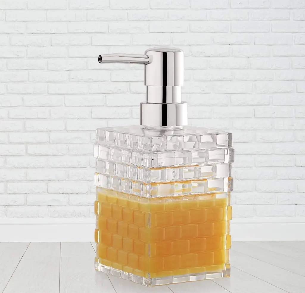HOUSE HATCH Cuboid Shaped Acrylic Plastic Liquid Soap & Hand wash Dispenser Bottle (Clear White) 1