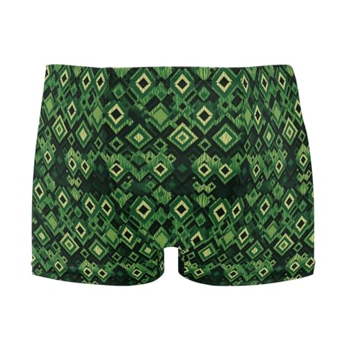 Green and Black Squares Mens Swim Trunk Swimwear Bathing Suit Swim Brief Square Leg Board Short S B0405040