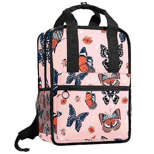 Sac à dos garçons papillons coccinelles 35cm multicolore pour l'école