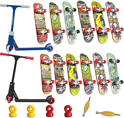 SHAOOU Fingerboard Toys Set Mini Pro Finger Skateboards for Kids Includes Finger Scooter, Fingerboard Wheels Bulk, Toys Hand Skateboard Party Favors (14)