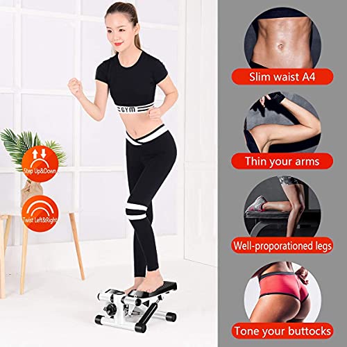Mini Fitness Leg Stepper, Men and Women Stepper Cardio Exercise Trainer, Monitor and Resistance Bands Stepper Exercises Equipment, Mini Stair Stepping Exercise Without Installation - White 9 51dddpo2bES