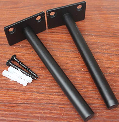 8 Pcs 5" Black Solid Steel Floating Shelf Bracket Blind Shelf Supports - Hidden Brackets For Floating Wood Shelves - Concealed Blind Shelf Support – Screws And Wall Plugs Included #TOP6