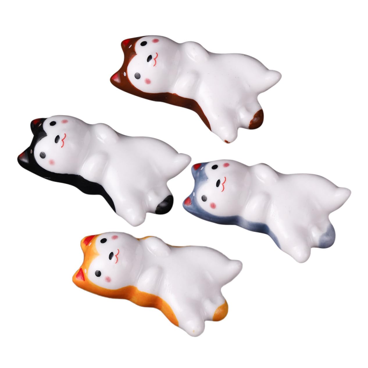 MRKU Chopstick Rest Chopsticks Holders Restaurant 4pcs Shiba Inu Dog Spoon Forks Cutlery Pillow Porcelain
