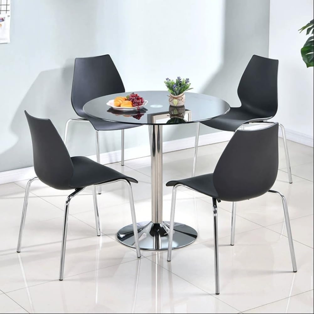 Stylowy nowoczesny okrągły stół do jadalni - 60/70/80 cm, 2-4-osobowy, czarna podstawa, idealny do kuchni i bistro, oszczędzający miejsce stół śniadaniowy, kompaktowa konstrukcja do małych przestrzeni