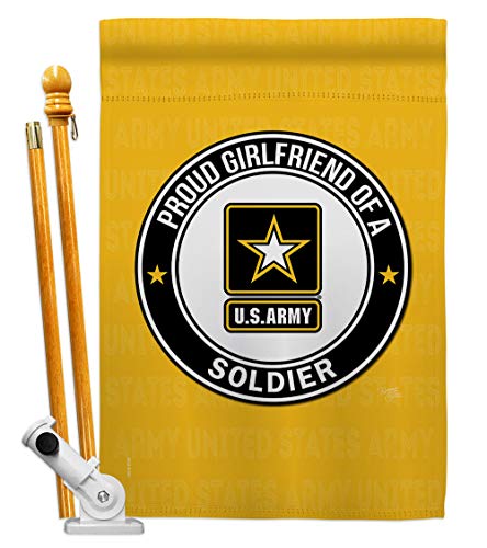 Breeze Decor Proud Girlfriend Soldier House Flag Set Armed Forces Army Rangers United State American Military Veteran Retire Official Banner Small Garden Yard Gift Double-Sided, Made in USA