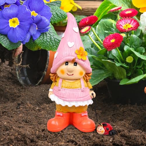 Nains de jardin colorés en résine résistante pour déco extérieure
