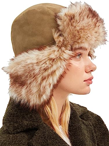 Everest Trapper Hat With Shearling Fur - Ultra Warm Unisex Winter Hat With Ear Flaps (Olive) #TOP4