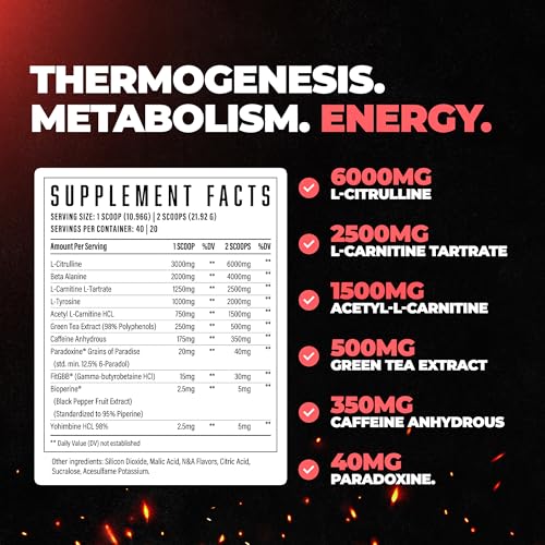 Image of Wrecked Inferno - Thermogenic Pre Workout For Men & Women, Increase Energy, Boost Thermogenesis & Metabolism, Enhance Exercise Performance - Contains L-Citrulline, L-Carnitine, Beta-Alanine & More