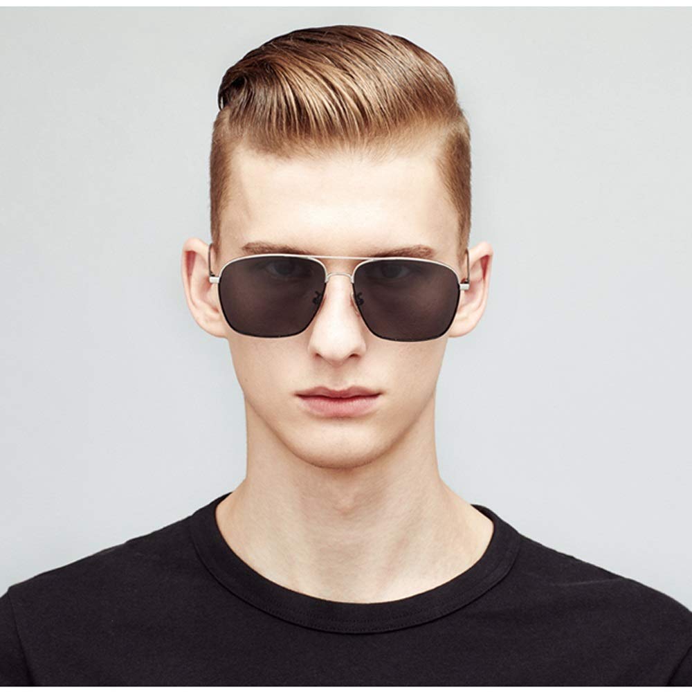 Polarisierte Sonnenbrillen, Quadratische Sonnenbrillen Aus Metall Herren Outdoor Fahren Reiten Sonnenbrillen, Multi-Color Optional (Farbe : Black ash)