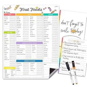 Newborn Baby or Toddler First Foods Tracker Whiteboard-Magnetic Dry Erase Daily Food Log-Reusable Daily Planner Chart to Log Feeding Food/Food Checklist/to-Do List – for New Parents,Nanny, Babysitter